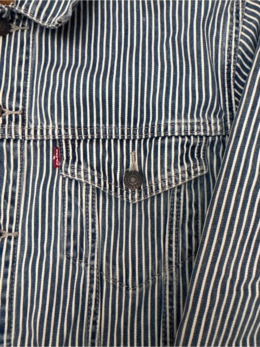 Levi's - Men's Relaxed Fit Striped Trucker Jacket - Blue - Picture 2 of 4